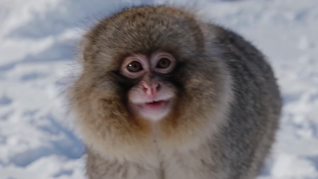 Snow Monkey in a Snowy Landscape
