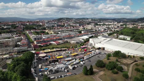 aerial view of a fairground in city