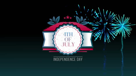 4 de julio, día de la independencia texto en una pancarta y fuegos artificiales