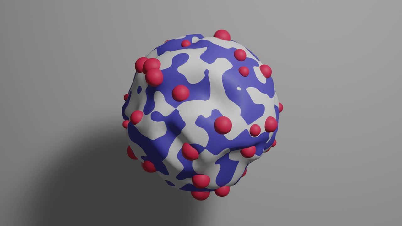 Abstract Violet and White liquid shape with Pink bubbles reshape and transform. 3d rendered creative object animation