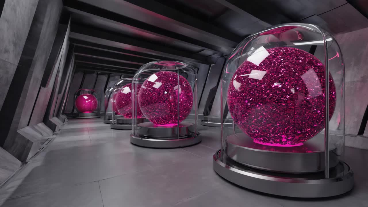 Crystal Balls in a Futuristic Tunnel