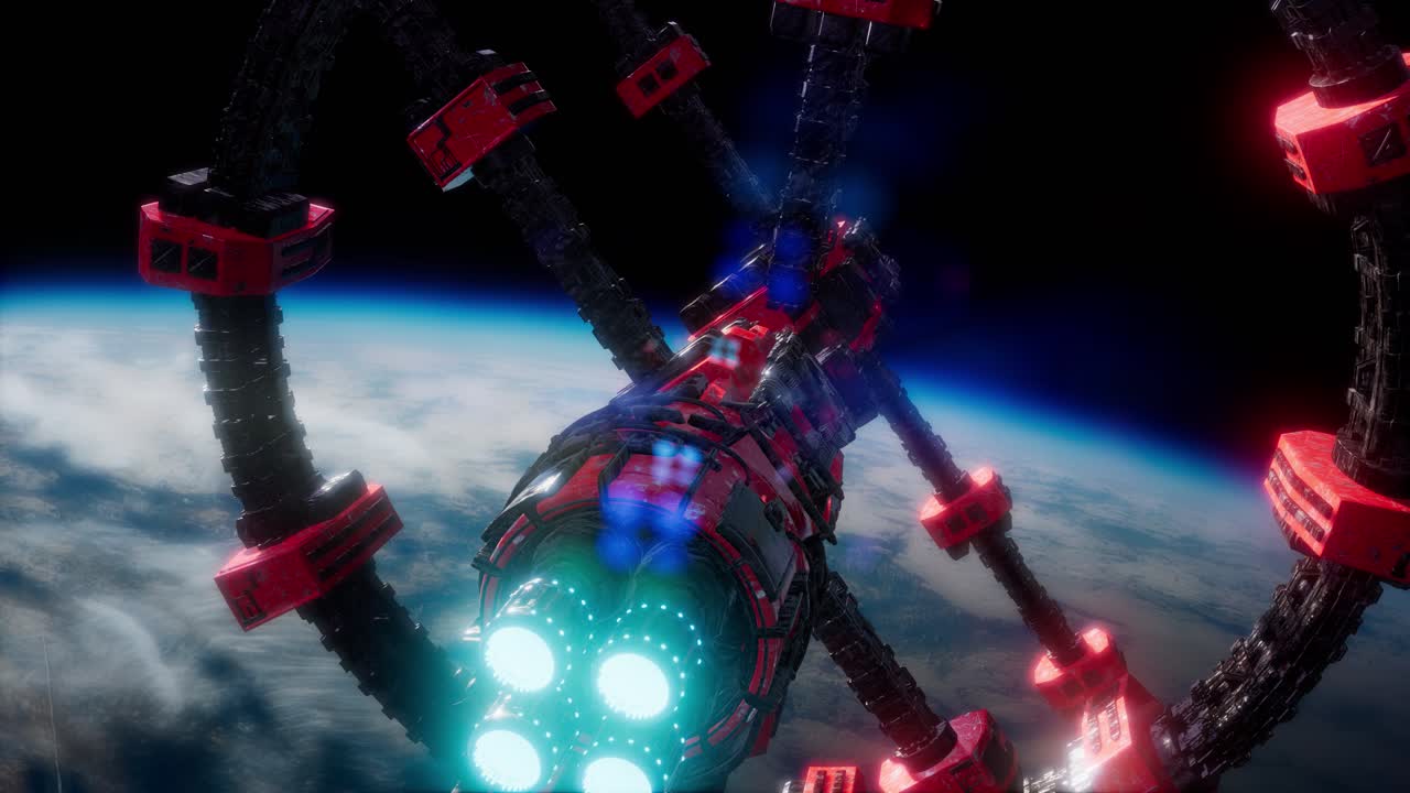 지구와 외계 우주 정거장 iss