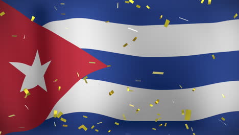 animation of confetti over flag of cuba