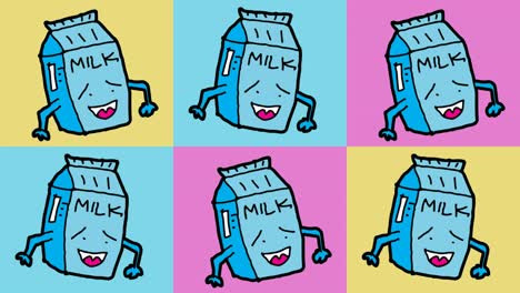 niños dibujando arte pop fondo sin costuras con tema de leche