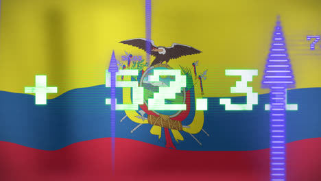 Animation-of-data-processing-over-flag-of-colombia