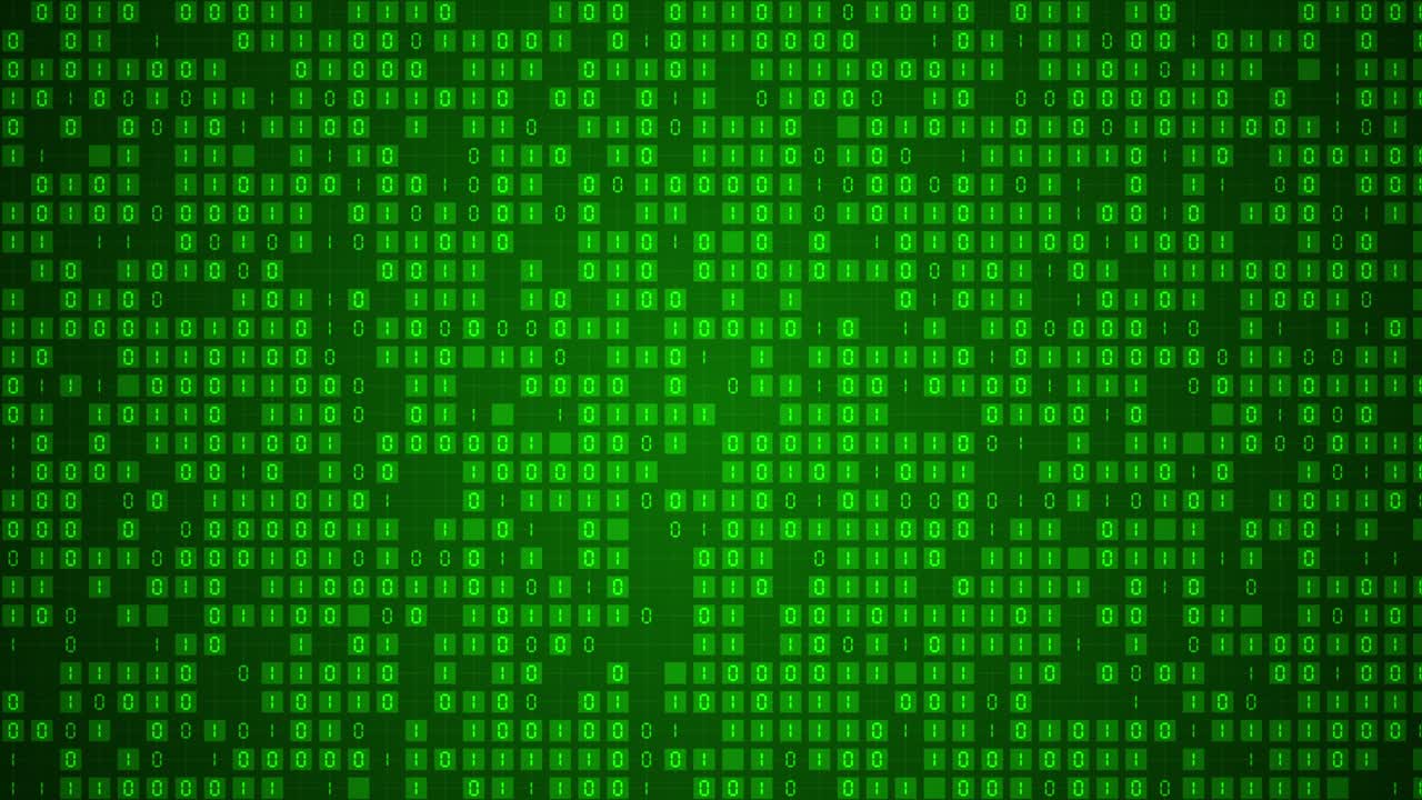 3D Futuristic digital data code green color wave screen