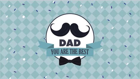 feliz día del padre tarjeta de letras con bigote en la cinta