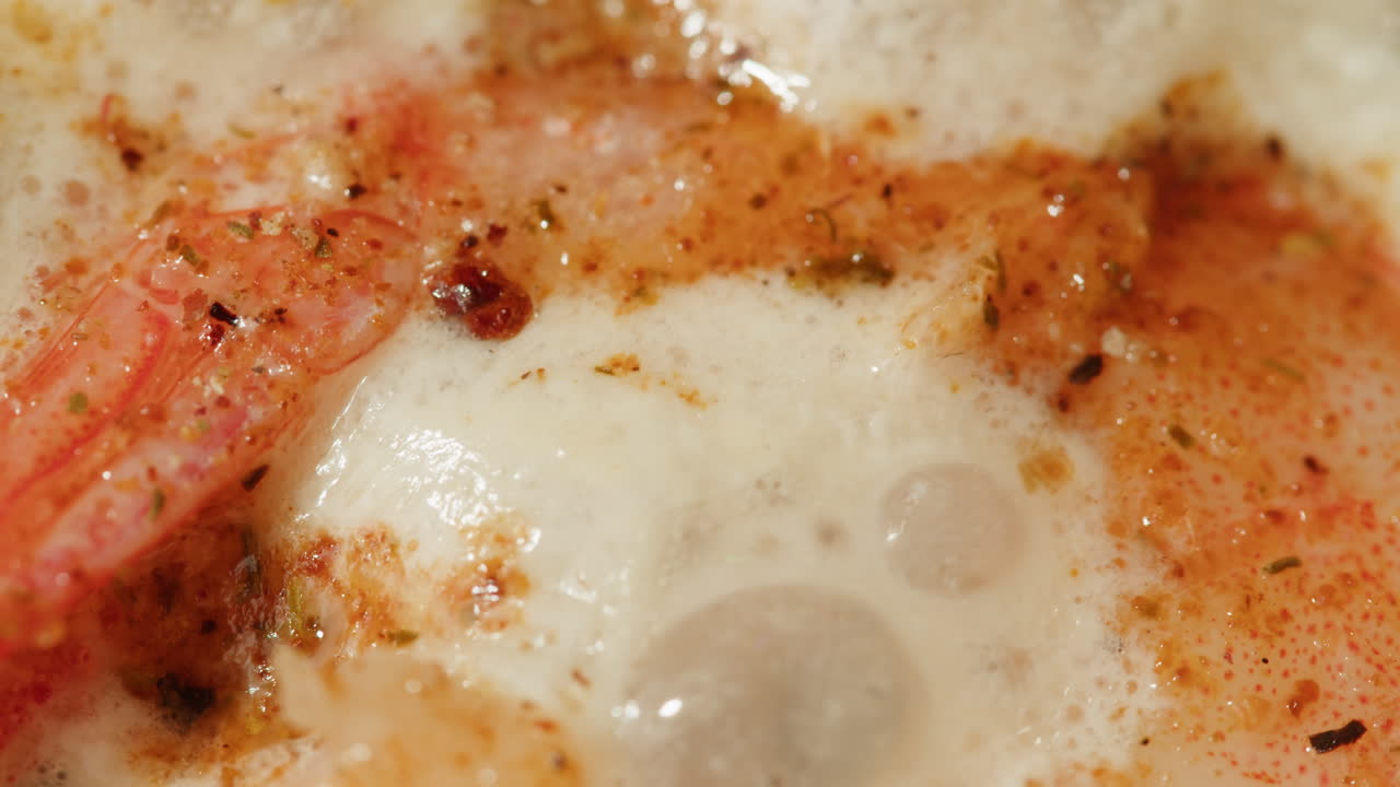 Close up of creamy shrimp soup