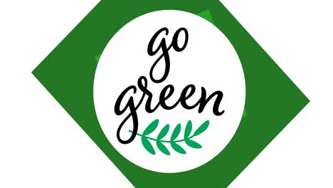 animation of go green text and green leaf logo over white background