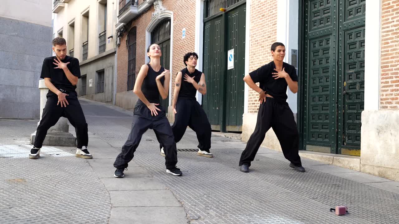 Street dancers performing together