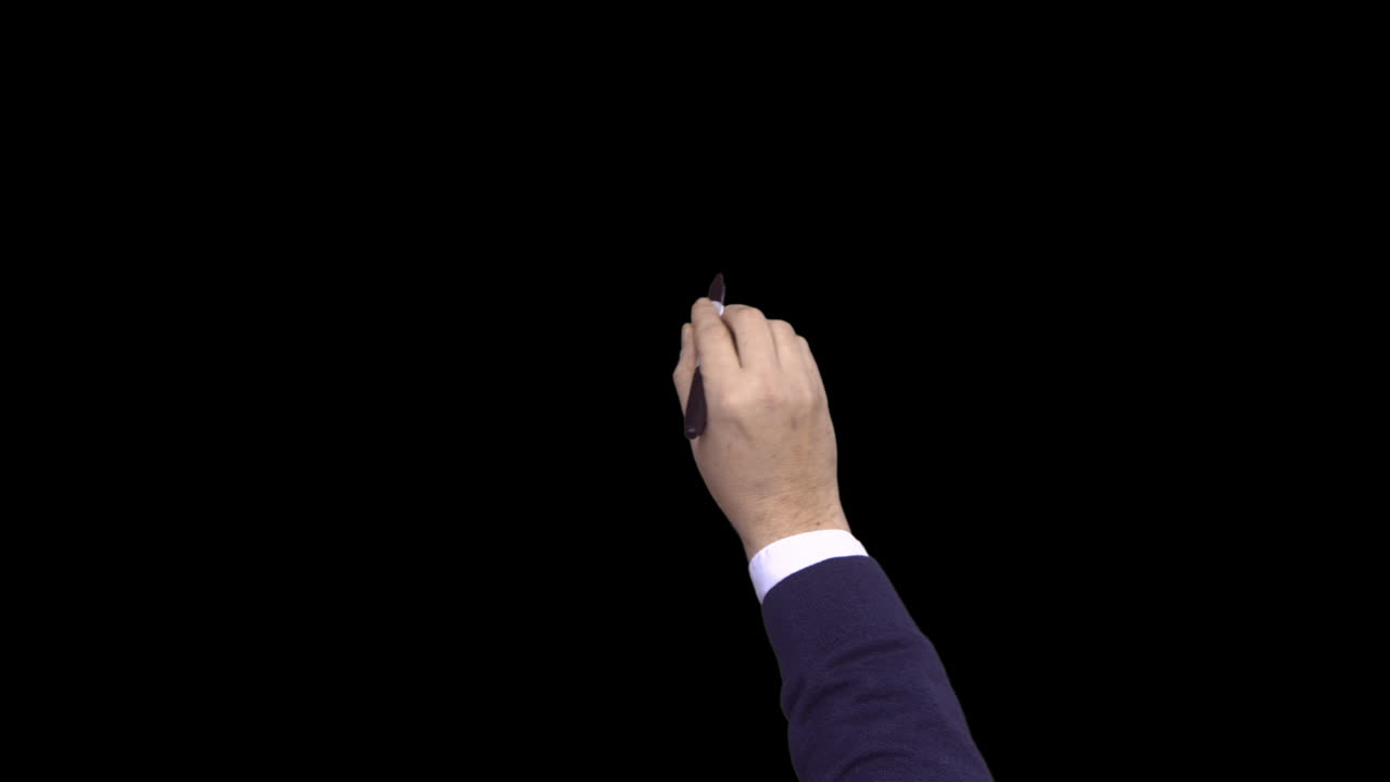 검정색 배경에 검정색 마커가 있는 손글씨의 알파 매트