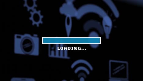 animation of data loading bar over media icons