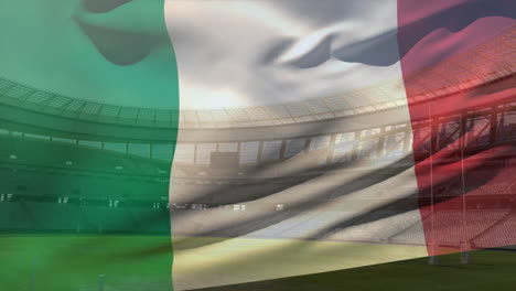 Animación-De-La-Bandera-Ondeante-De-Italia-Sobre-El-Estadio.