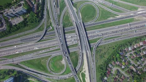 aerial drone view of toronto canada highway