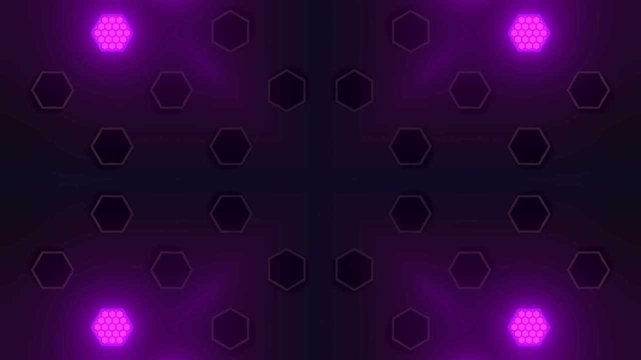 Abstract Hexagon Pattern with Neon Lights