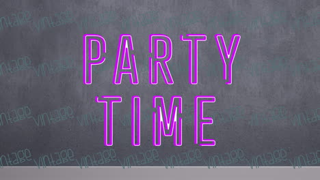 animación del texto de la fiesta sobre un fondo gris