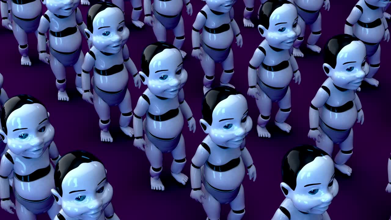 4K concept animation of baby robots