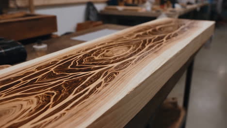 wood burning art on a wooden plank