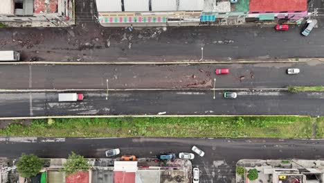 slow-motion drone footage of damaged roads in ecatepec