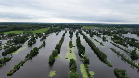 narrow islets of scheendijk hamlet in the dutch province of utrecht, netherlands