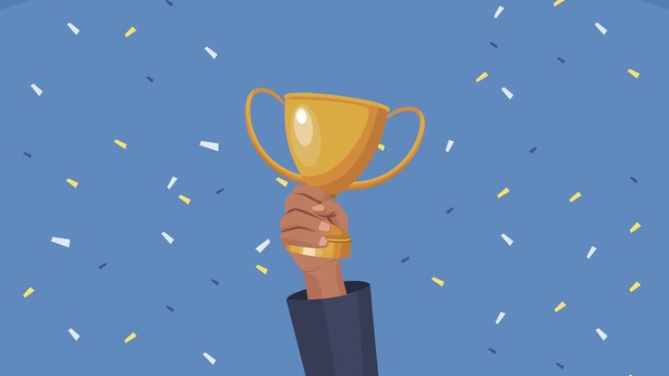 hand lifting graduation trophy animation