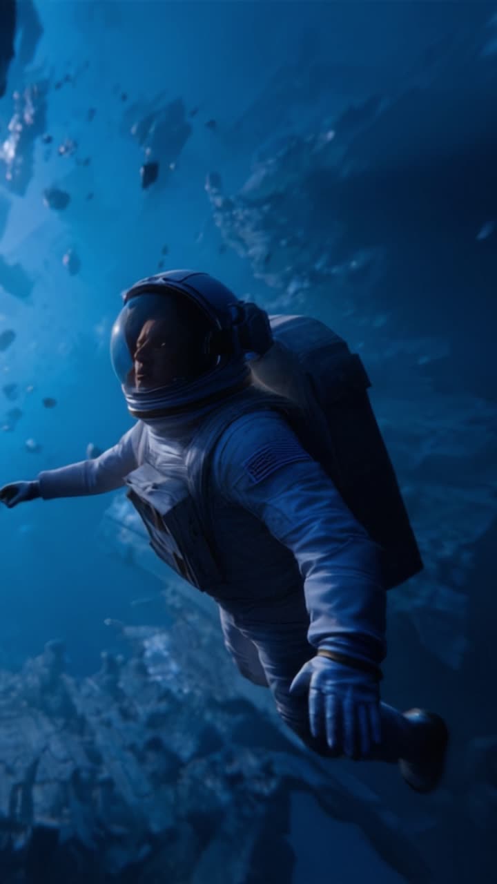 Astronaut Exploring the Depths of Space Among Asteroids and Stunning Cosmic Scenery, Capturing the Essence of Human Curiosity and Adventure Beyond Earth