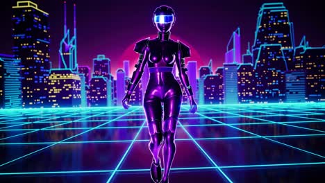 cyberpunk woman in neon city
