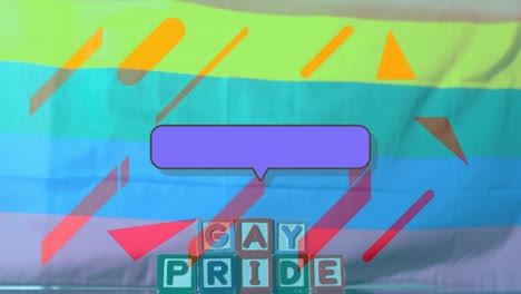 animación del texto del orgullo gay sobre la bandera del orgullo