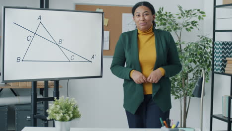 teacher presenting geometry lesson