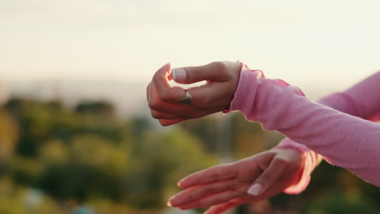 Graceful Hand Movements at Sunset