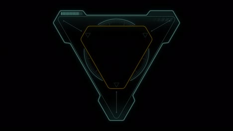 gráfico de movimiento de triángulo azul y rotación del círculo con pantalla de cabeza hacia arriba ( hud ui ) interfaz de tecnología y elementos futuristas fondo abstracto canal alfa incluido