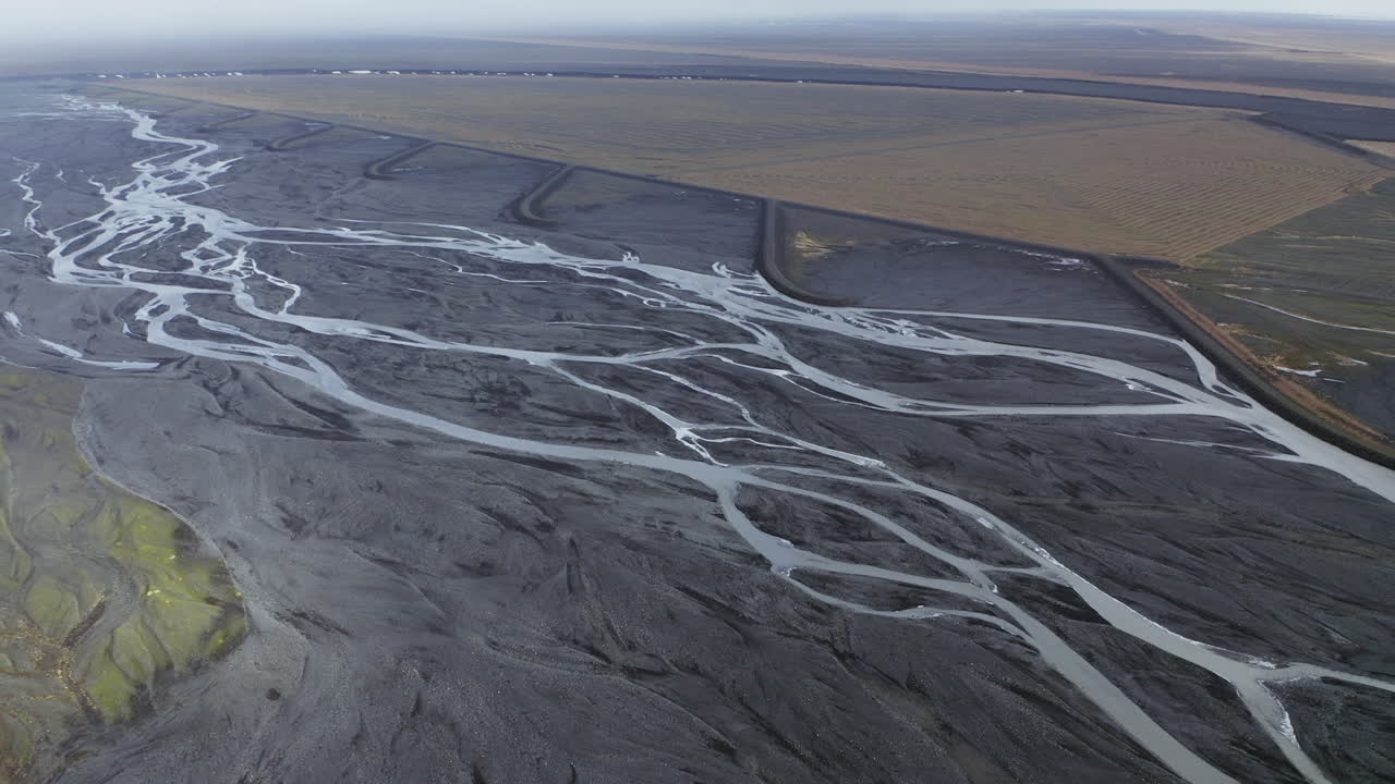 물락비슬 빙하 강 조감도 경치 좋은 아이슬란드 위치