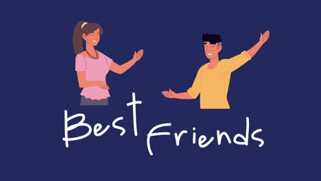 best friends lettering with couple