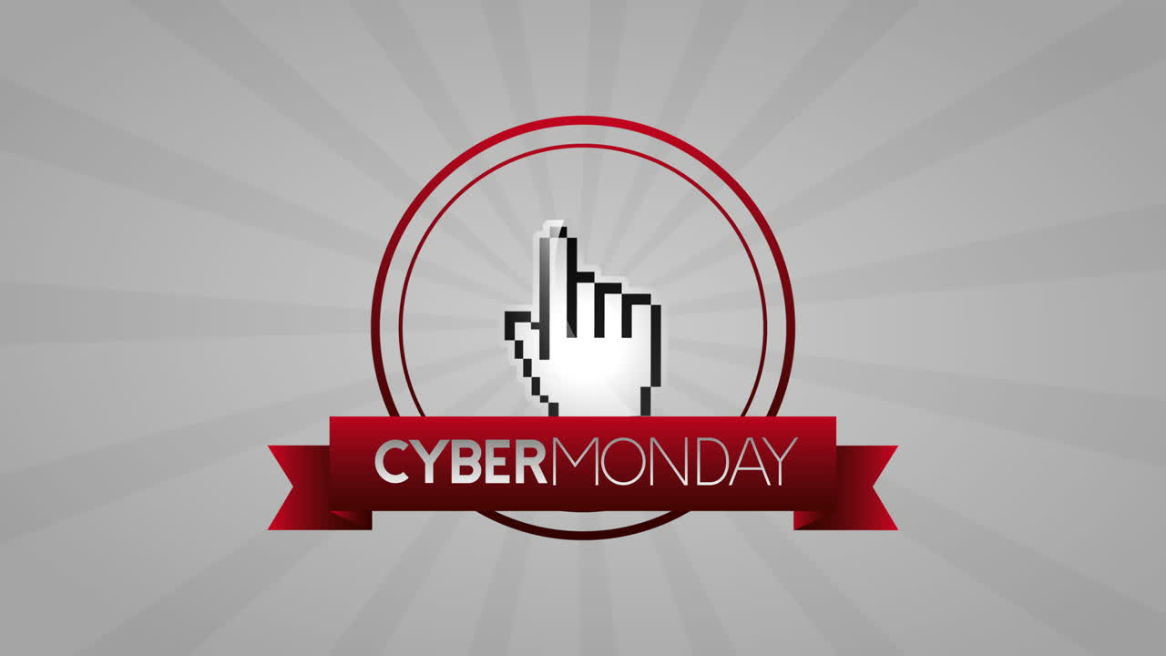 손 마우스 커서와 함께 사이버 월요일 애니메이션