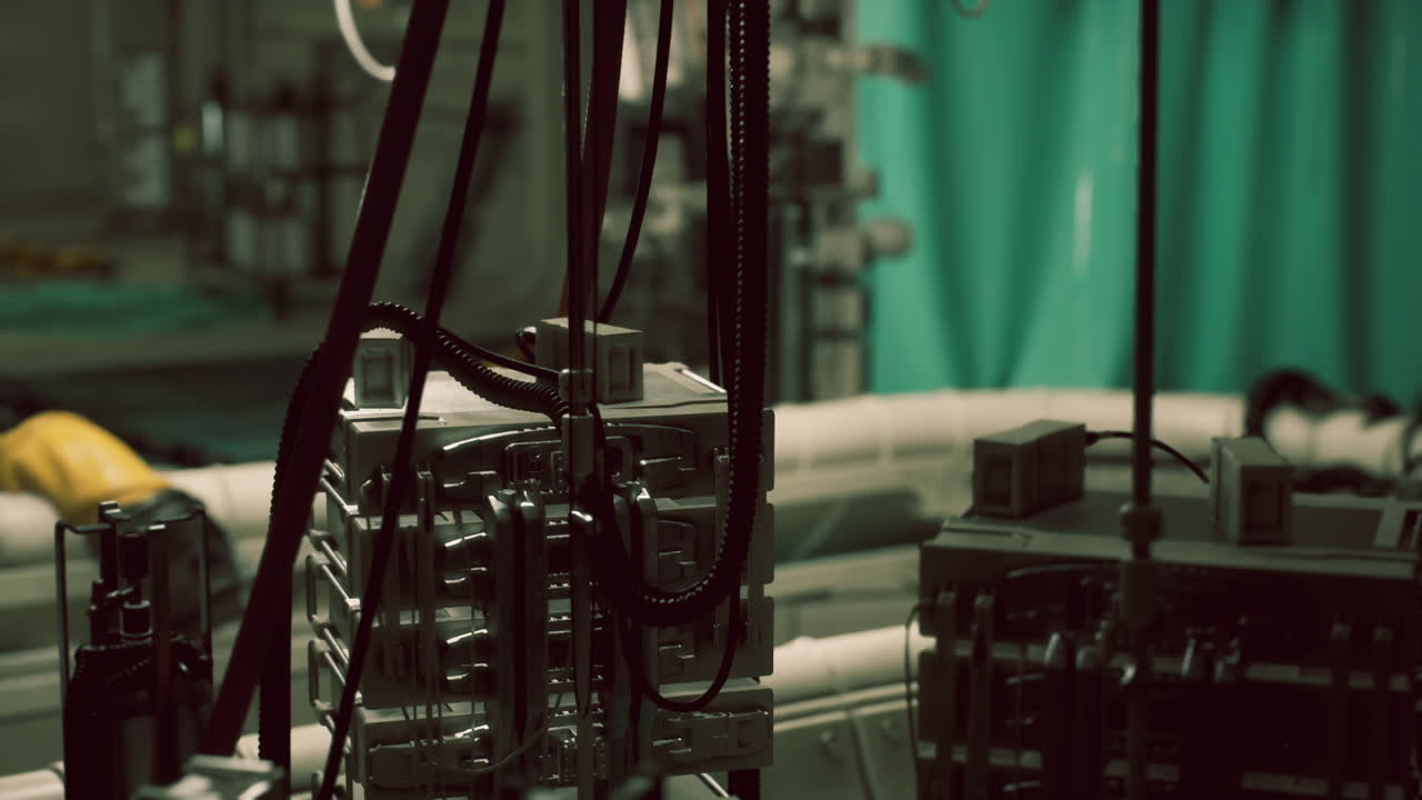 Laboratory equipment and machinery in a secret bunker setting