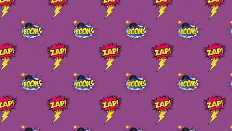 animación de 5 textos de opciones cómicas en diferentes fondos