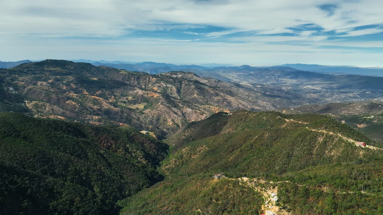 Aerial overview of mountains in the El Chico National Park, in Hidalgo, Mexico