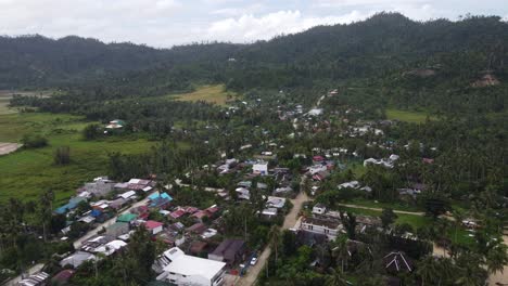 el pueblo costero tropical de port barton en medio de la playa y las colinas de follaje exuberante