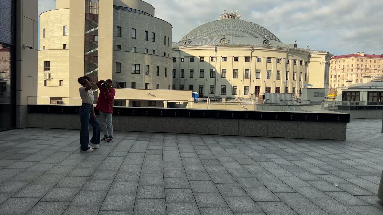 Urban cityscape with modern architecture and people