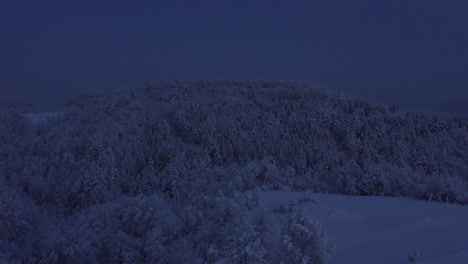 beautiful snowy hill at night