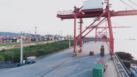 busy container port: cargo handling and transportation