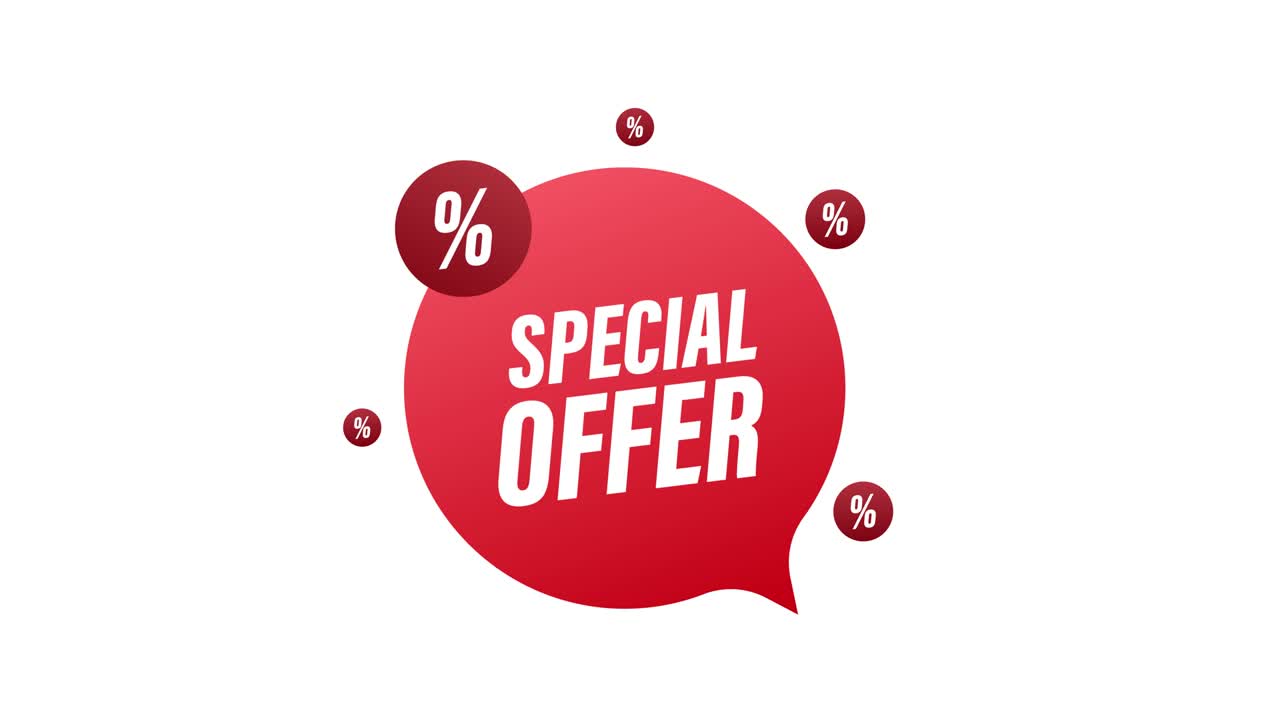 Offerta speciale in stile grunge di colore rosso. Etichetta sconto. Grafica in movimento.