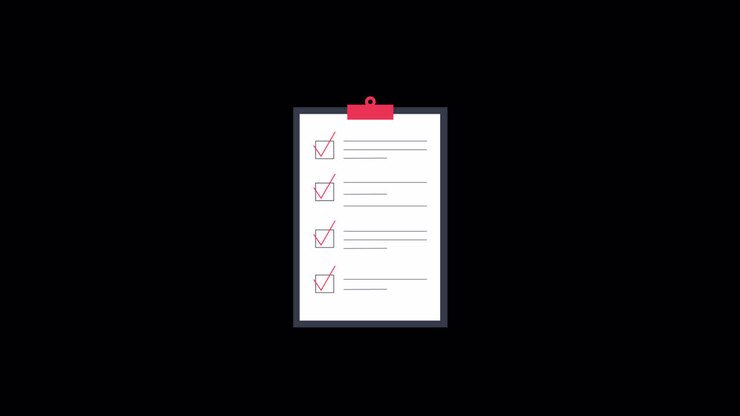 Animated Checklist on Clipboard with Red Checkmarks