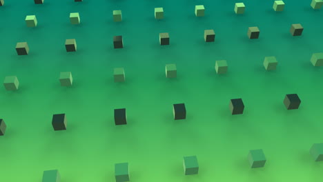 moving 3d cubes in green background