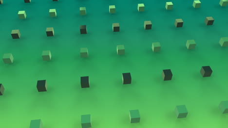 cubos 3d en movimiento con fondo verde