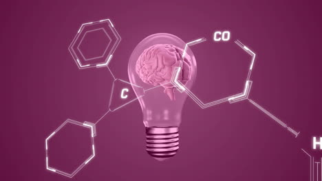 animation of scientific data processing over human brain in light bulb