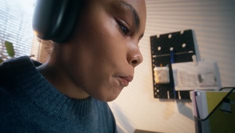 young woman working from home