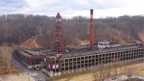 aerial over an abandoned factory in the american midwest 1