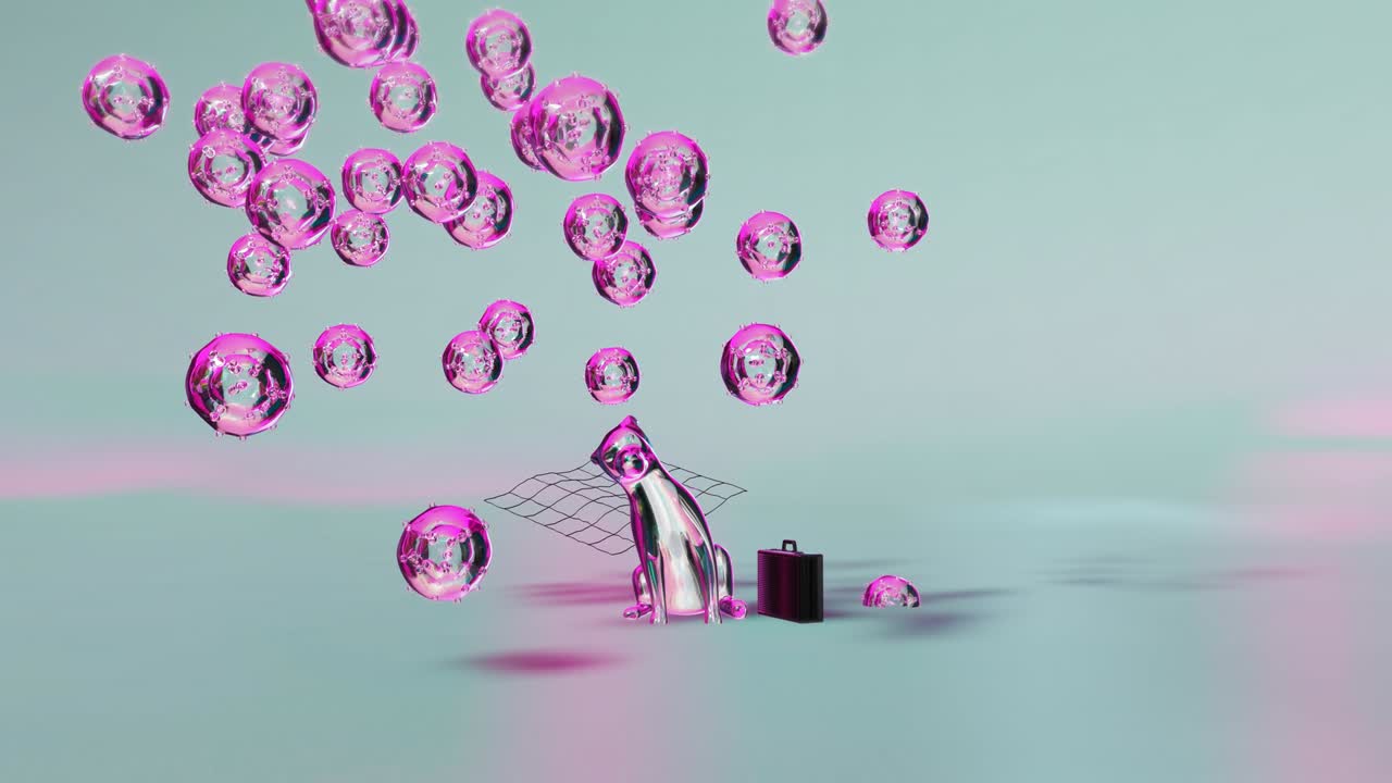 미니멀 3d 아트: 기하학적 디자인 공간에서 애니메이션 된 세련된 객체, 트렌디한 색상 조합, 루프 모션, 4k 비디오