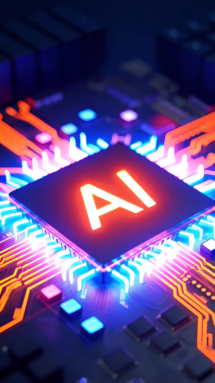 Futuristic AI Chip Motherboard Technology Background 4K